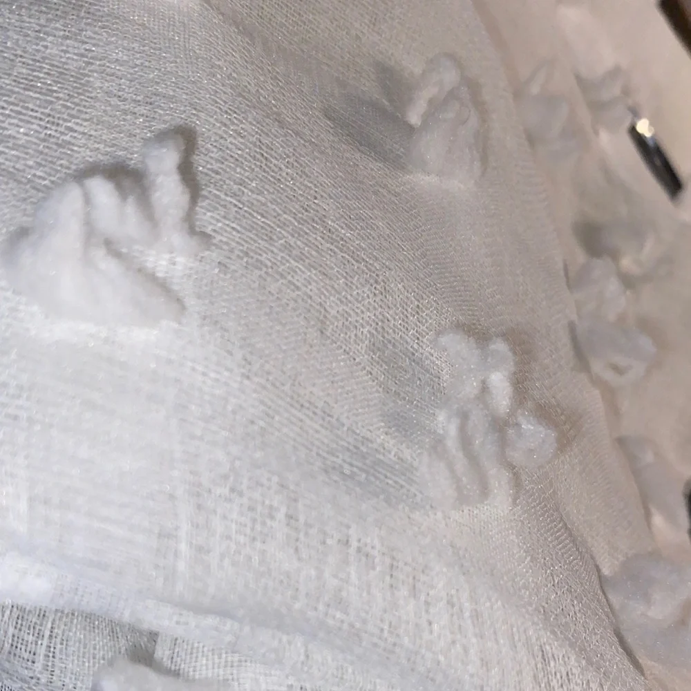 White Textured Curtain Panel with Silver Grommets